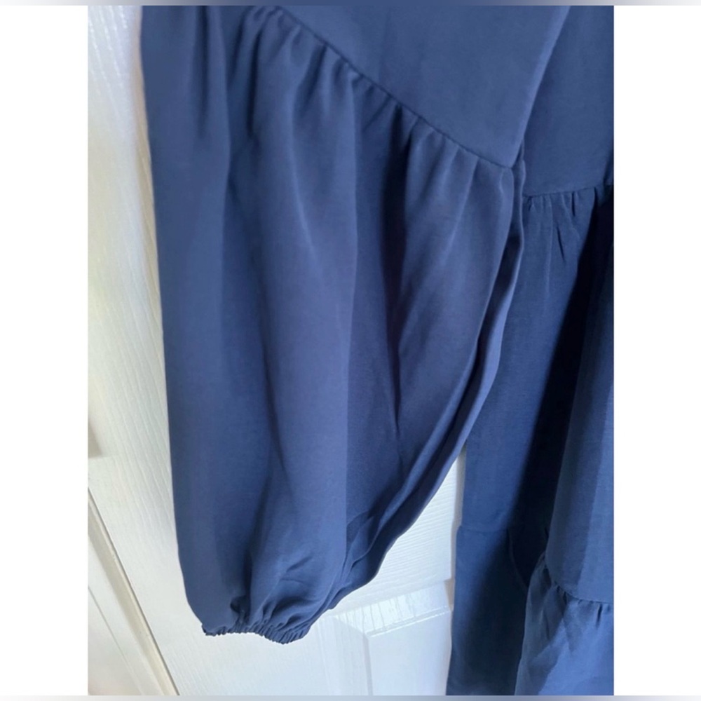 Holzkary Blue Long Sleeve Ruffle Dress size small NEW - Picture 4 of 5